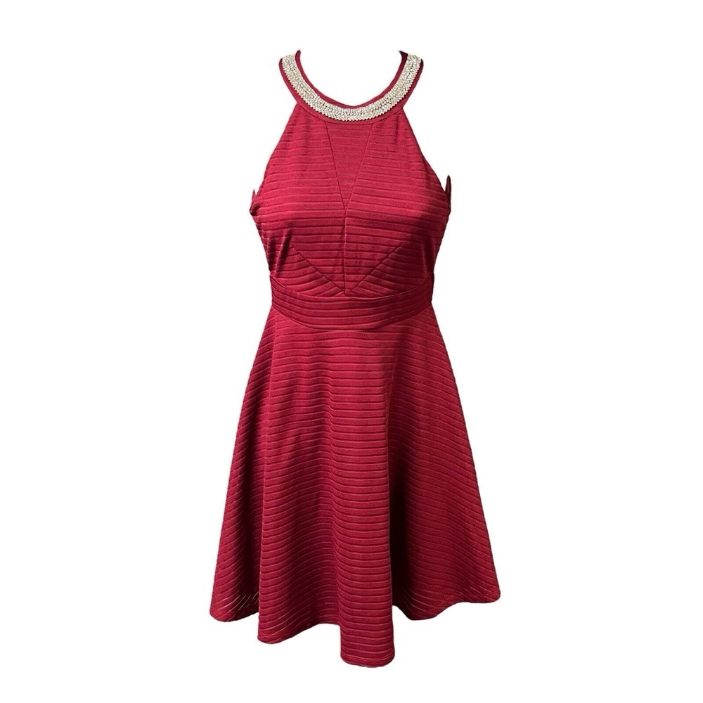 Altar'd State Red Mini‎ Dress Size Small Rhinestone Sleeveless Textured Party - Picture 2 of 12